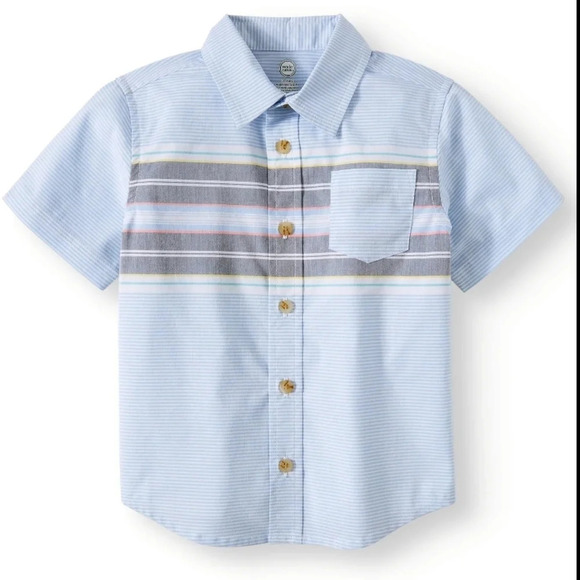 Wonder Nation Short Sleeve Woven Button Down Shirt Toddler Boys Size 2T - Picture 1 of 7